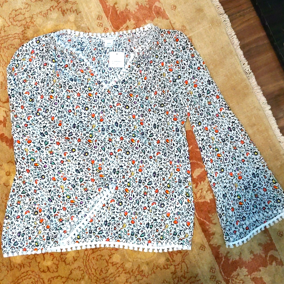 Nwt Club Monaco Floral Peasant Blouse